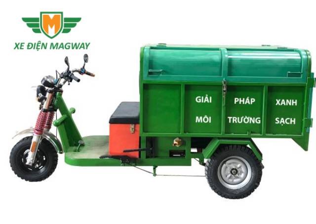Xe điện chở rác 1.5 khối nắp kín ben thủy lực tự đổ
