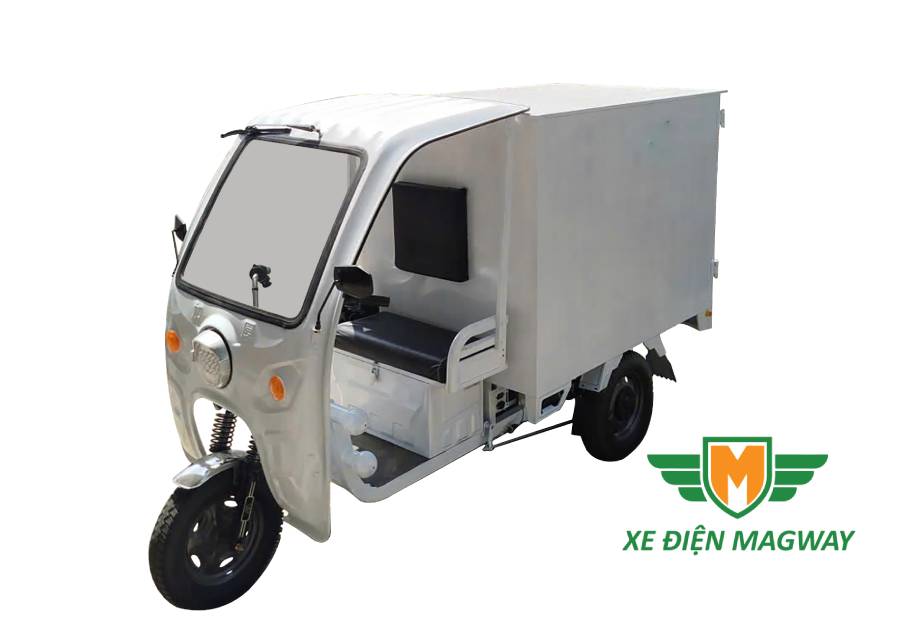 Xe điện 3 bánh chở hàng thùng kín tải trọng 1000kg