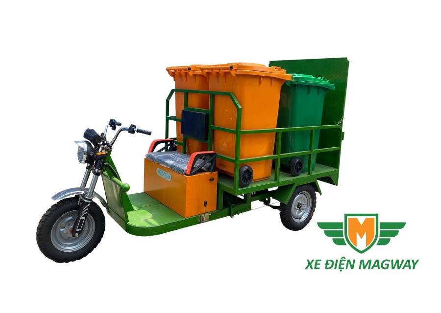Xe điện chở 4 thùng rác 240L