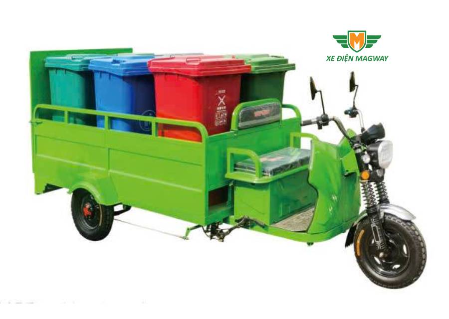 Xe điện chở 6 thùng rác 240L